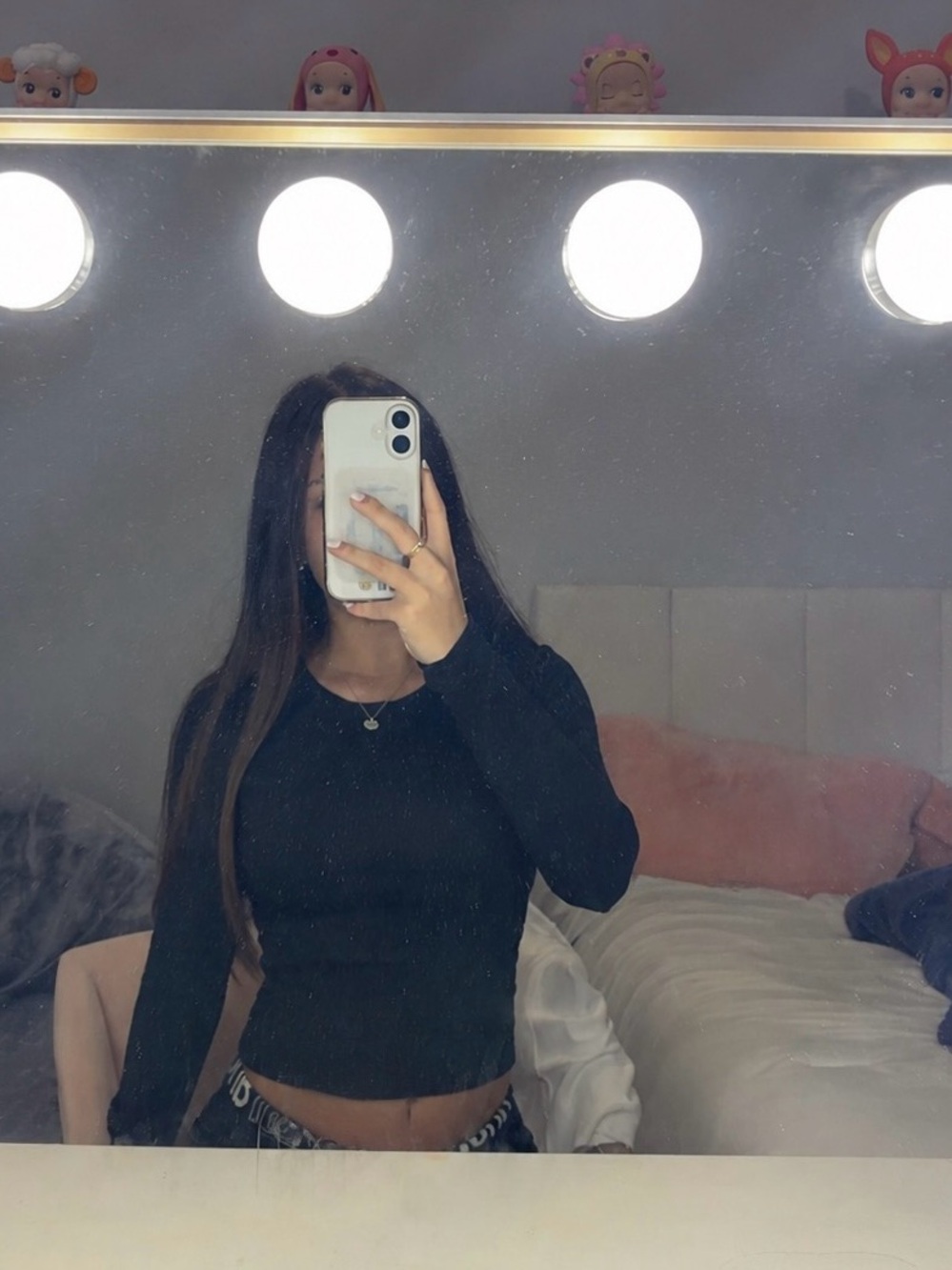 Black Long Sleeve Fitted Top - Size Small